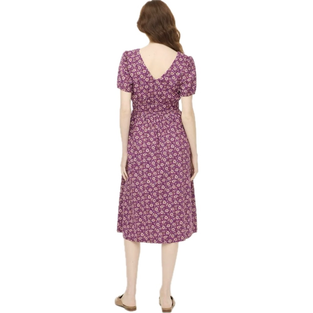 J.Crew Floral V-neck V-back Smocked Waist Puff Sleeve Midi Dress 14 - Picture 3 of 12